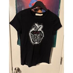 DKNY Jeans Womens Black Big Apple NYC y2k T-Shirt Short Sleeve Size L